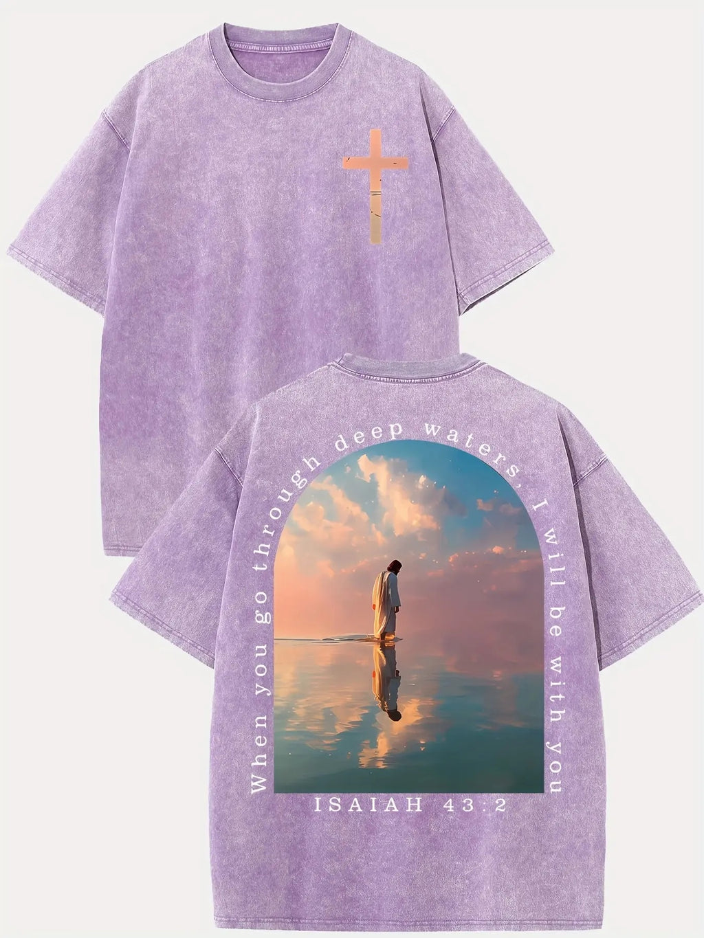 Through Deep Waters: Isaiah 43:2 Vintage Washed Oversized Streetwear Graphic Tee