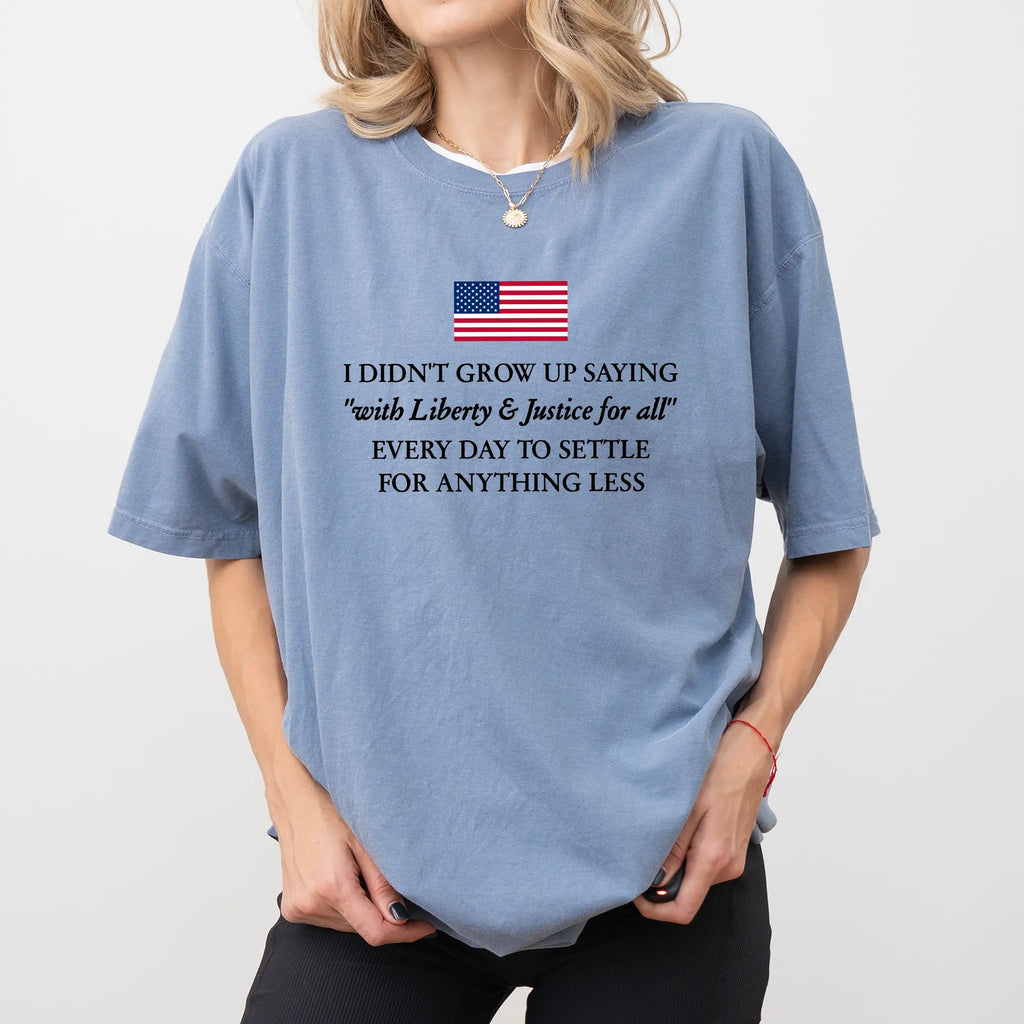 "Liberty & Justice For All" Bold Patriotic Statement Tee - Vintage American Flag Graphic Shirt