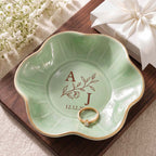 Our Monogram Floral, Personalized Lotus Jewelry Dish, Gift For Couples - 8