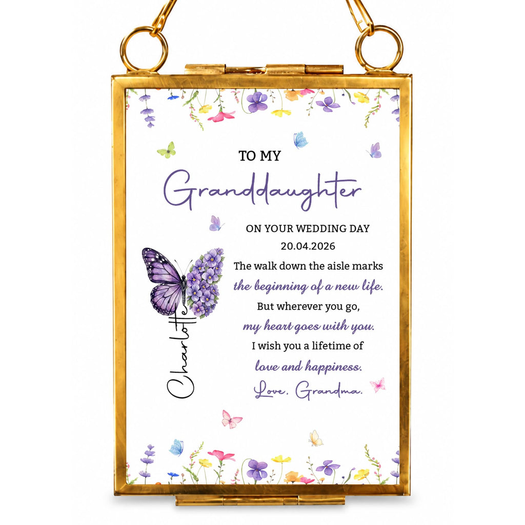 To My Granddaughter Wedding, Personalized Metal Frame Ornament, Gift - 7