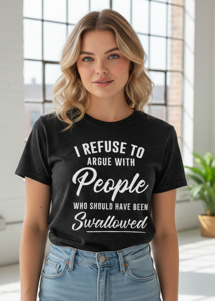 I Refuse to Argue with People Who Should Have Been Swallowed T-Shirt