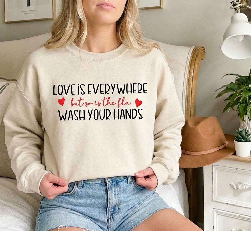 "Love & Flu" Funny School Nurse Sweatshirt | Teacher Valentine Crewneck
