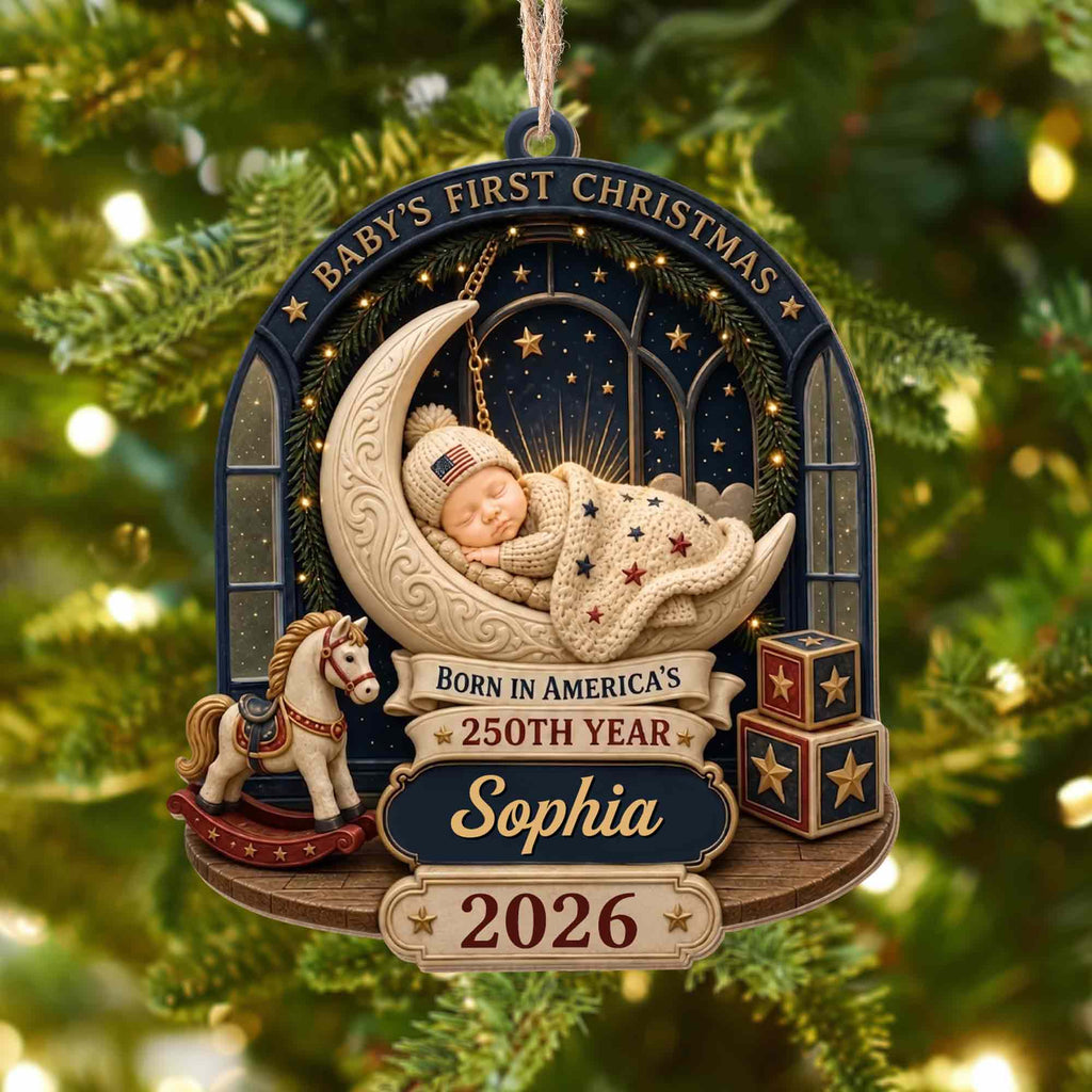 Baby's First Christmas, Custom Wood Ornament, Gift For New Parents - 2