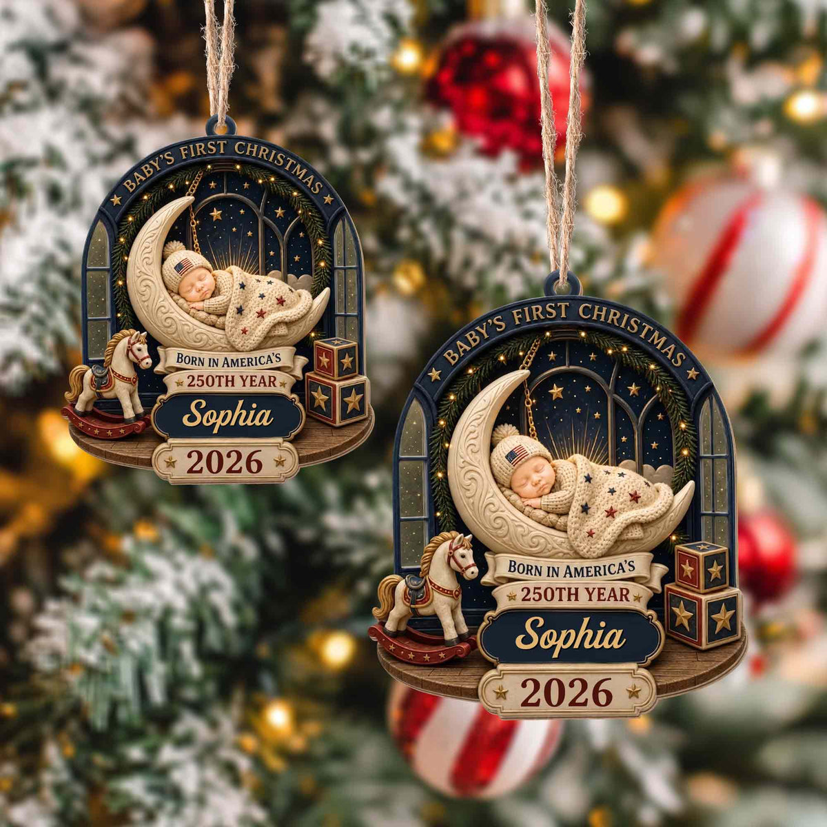 Baby's First Christmas, Custom Wood Ornament, Gift For New Parents - 9