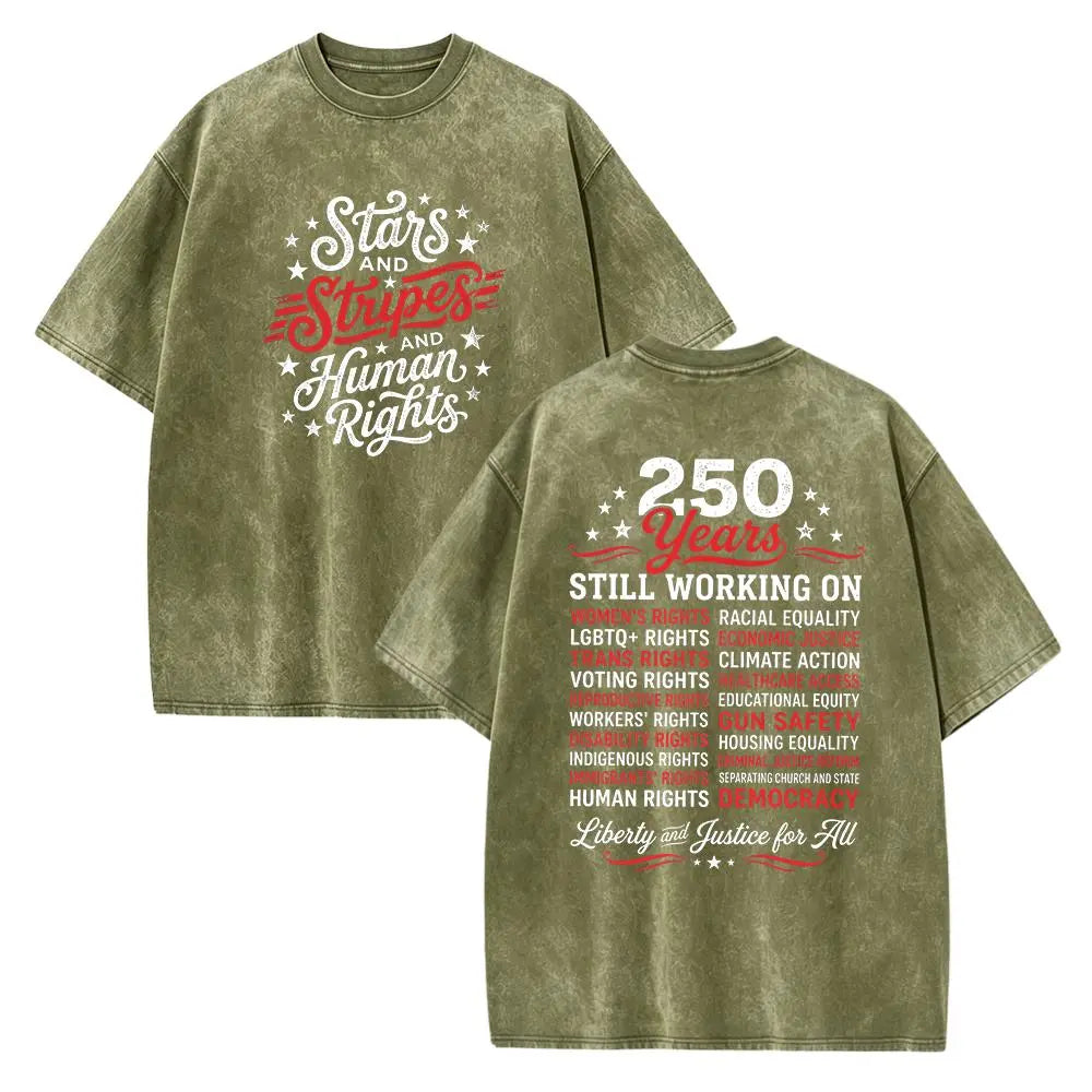 Stars and Stripes and Human Rights Social Justice Patriotic Graphic T-Shirt