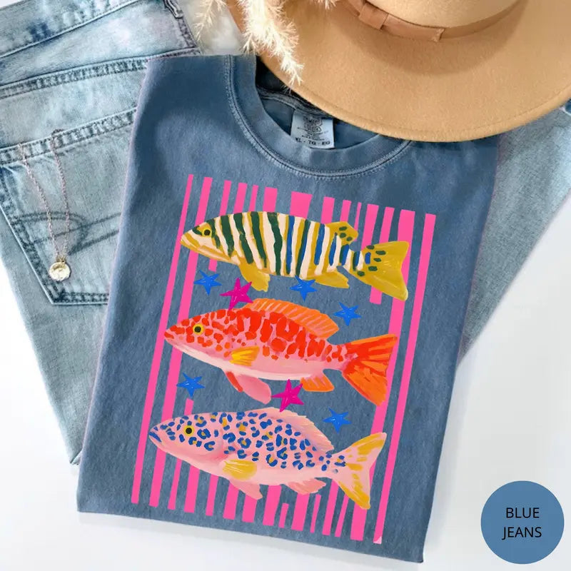 Tropical Pop: The Preppy Fish "Island Reef" Comfort Colors Tee