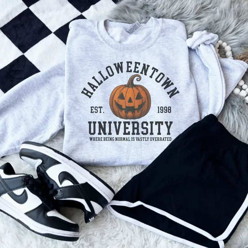 Halloween Town University Pumpkin Sweatshirt for Cozy Spooky Season Style