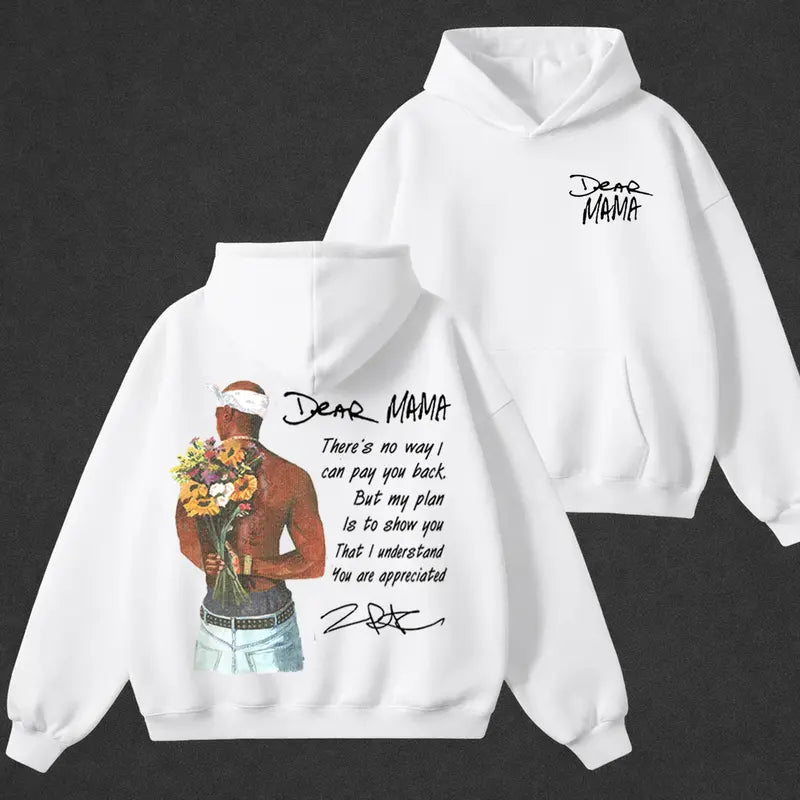 "Dear Mama" Tribute: Tupac Shakur Iconic Lyrics Hip-Hop Graphic Tee