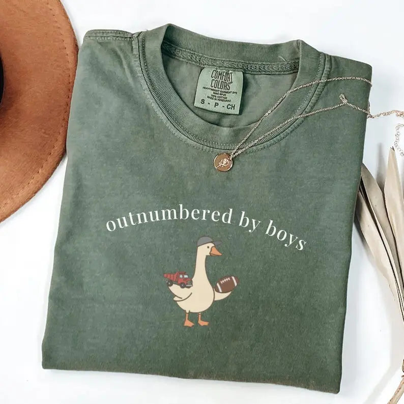 Chaos Coordinator: "Outnumbered by Boys" Goose Comfort Colors Tee
