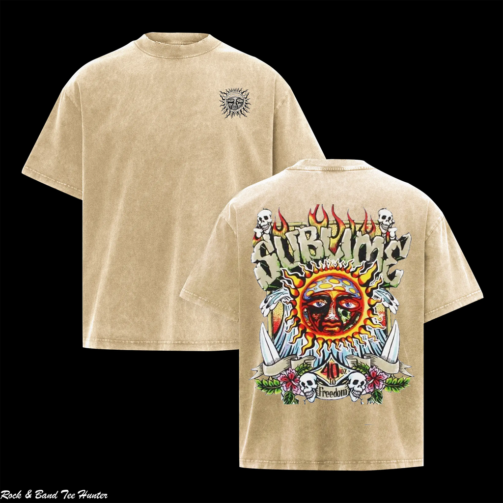 Retro Urban Legends: Sublime Sun & Skull Vintage Wash Graphic Tee