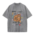 Vintage Cat Graphic T-Shirt with Cozy Introvert Quote for Casual Everyday Streetwear