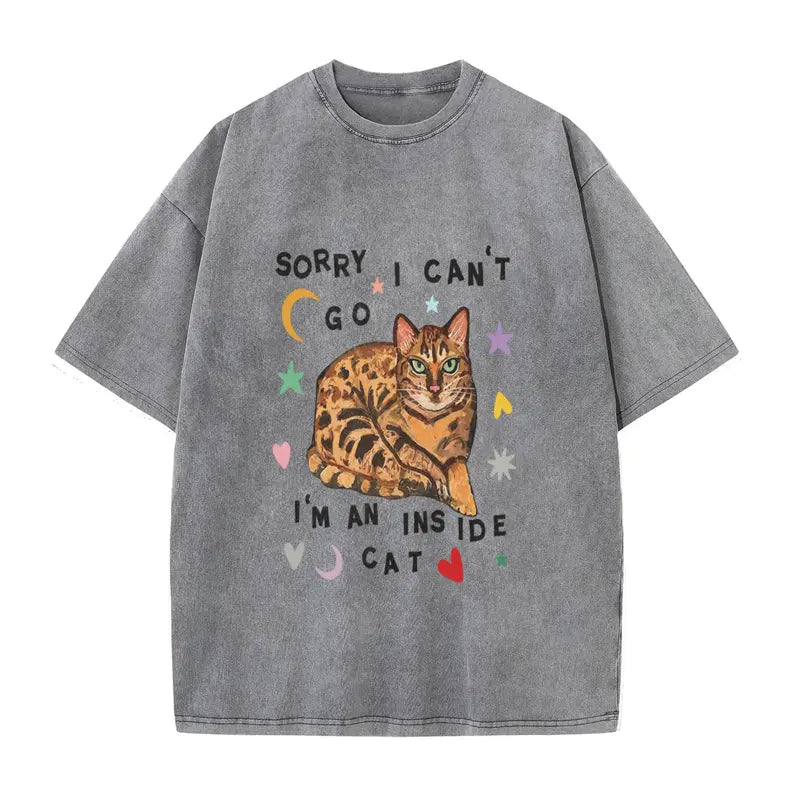 Vintage Cat Graphic T-Shirt with Cozy Introvert Quote for Casual Everyday Streetwear
