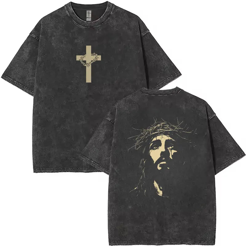 Christian Jesus Crown Graphic Tee for Faith Inspired Streetwear and Easter Outfits