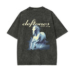 White Pony Vintage Washed Oversized Rock Graphic T-Shirt