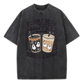 Retro Ghost Coffee Graphic Tee for Halloween Streetwear and Fall Outfits