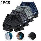 Men's 2-in-1 Quick Dry Training Shorts 4-Pack for Gym Workout and Outdoor Sports
