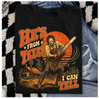 Texas Slasher Horror Graphic Tee for Spooky Season Movie Fan Outfits