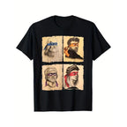 Casual Short Sleeve T Shirt Featuring Humorous Italian Artists and Teenage Mutant Ninja Turtles