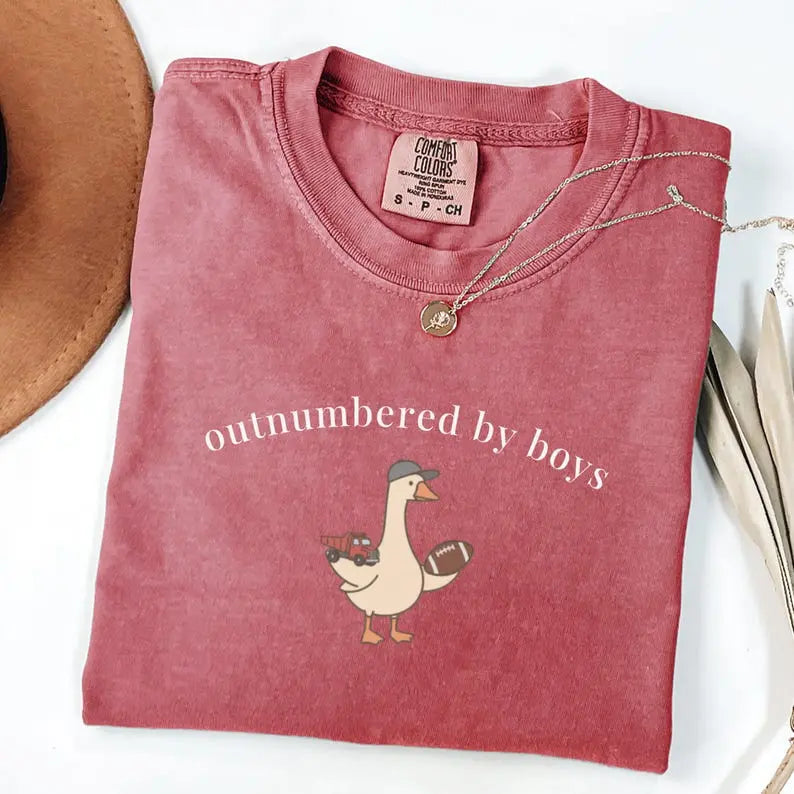 Chaos Coordinator: "Outnumbered by Boys" Goose Comfort Colors Tee
