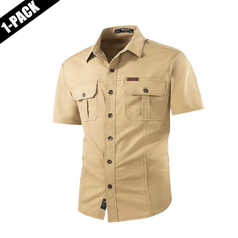 2-pack: summer outdoor casual short-sleeve work shirt with multiple pockets, lightweight design