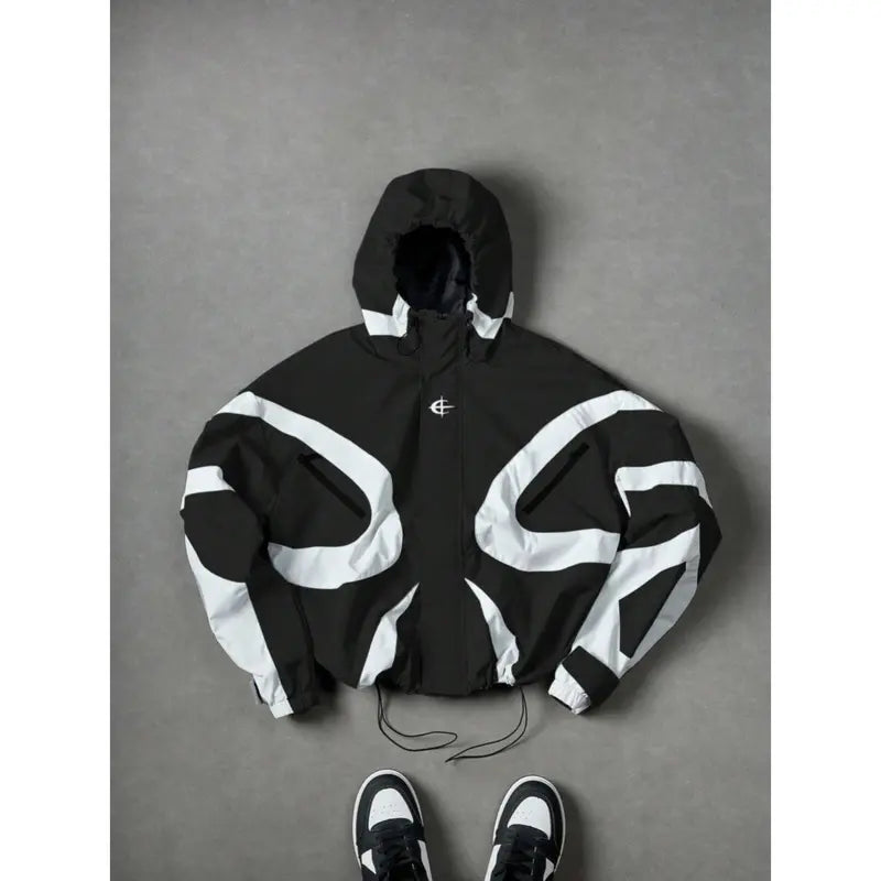 Futuristic Techwear Windbreaker Jacket for Outdoor Streetwear and Spring Layering