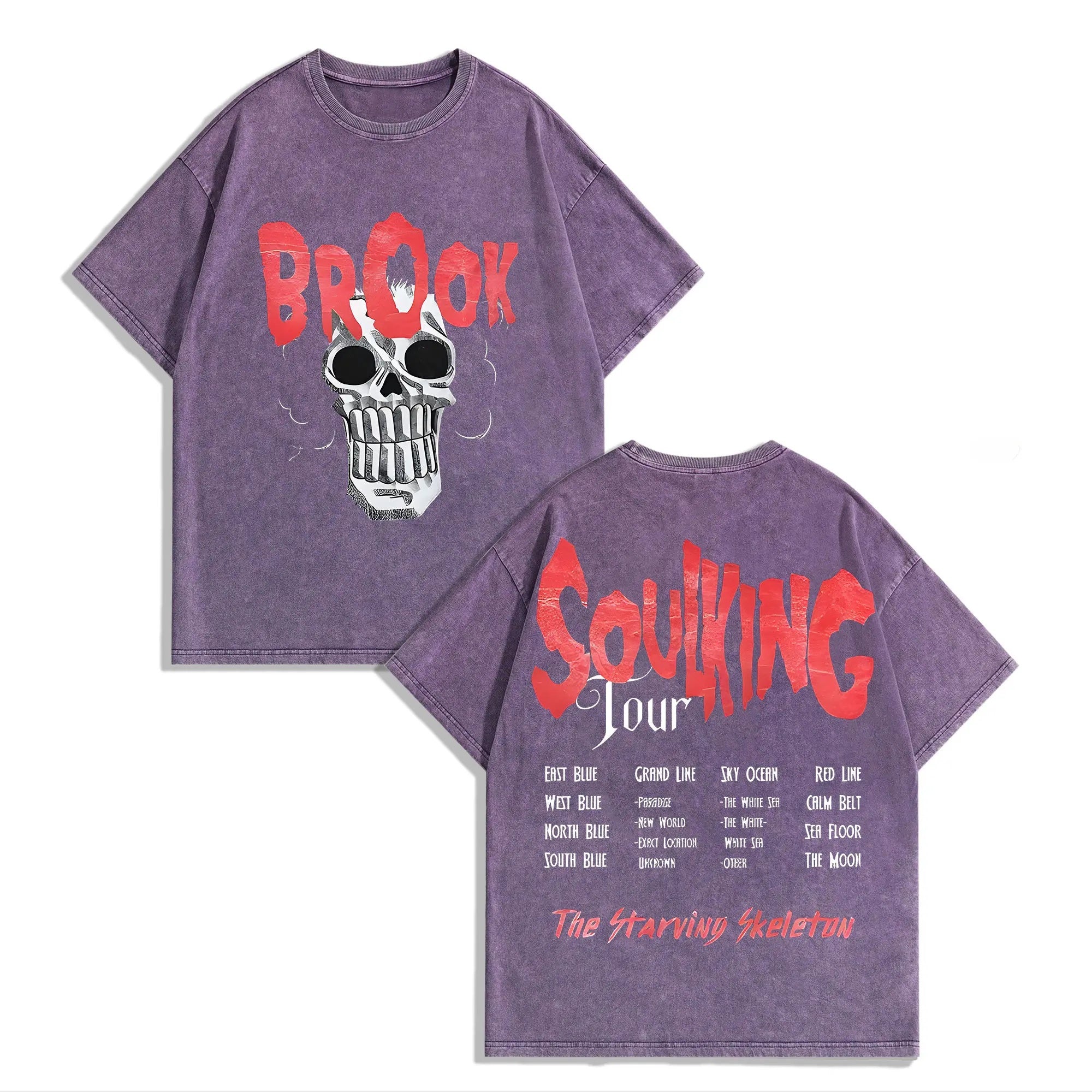 The Starving Skeleton: Brook "SoulKing Tour" Vintage Washed Anime Graphic Tee
