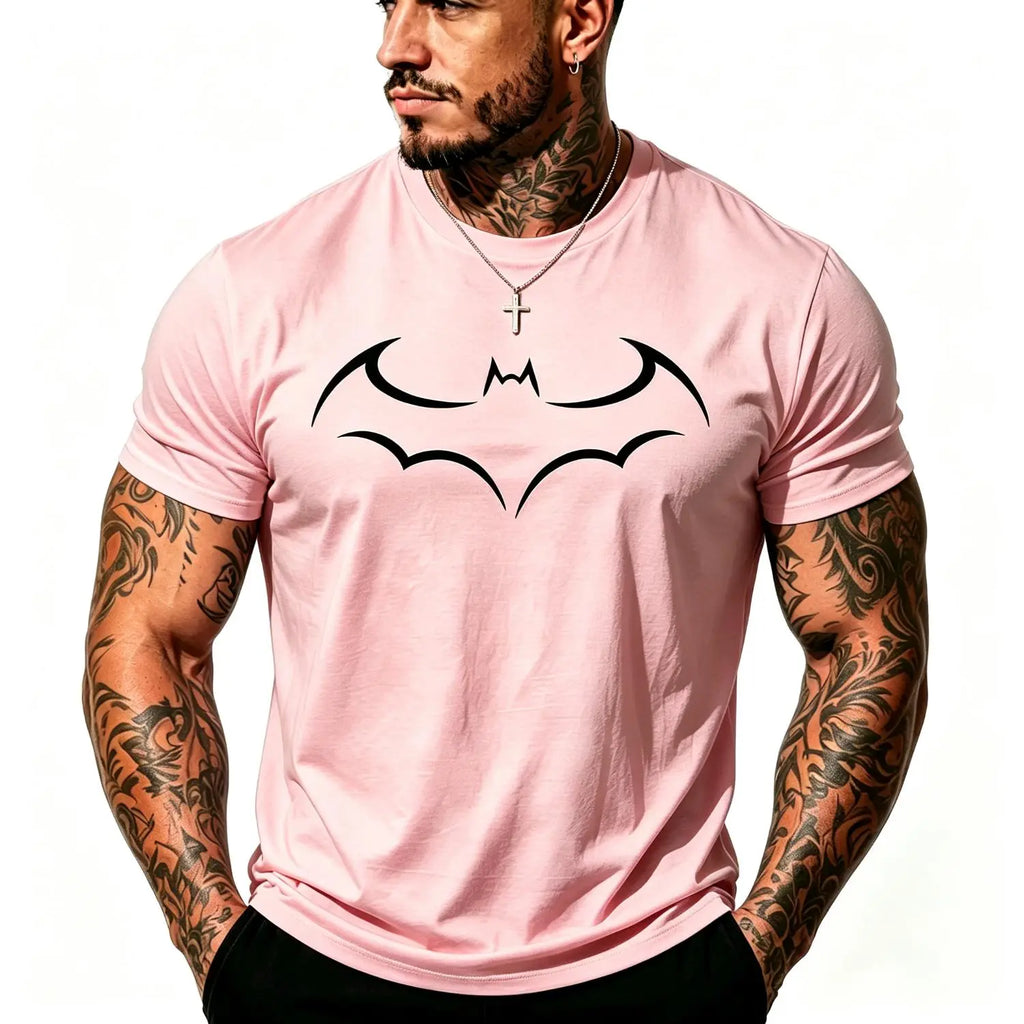 Gotham Vigilante: Minimalist Bat Outline Graphic Loose Cotton Tee