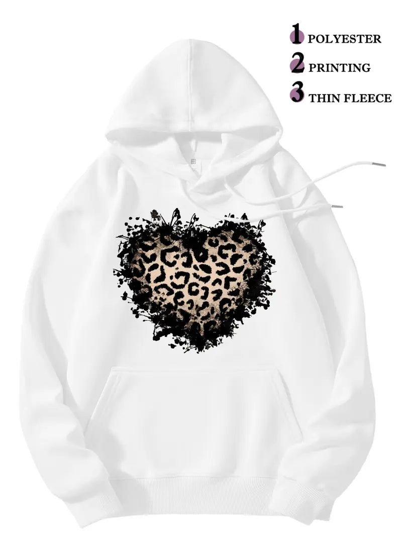 Distressed Leopard Heart Hoodie for Western Streetwear and Cozy Casual Outfits