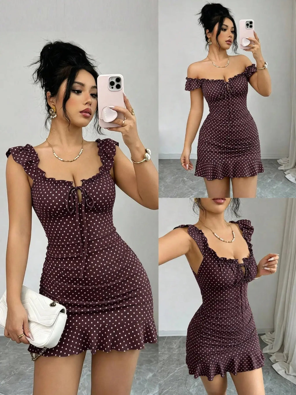 Red Polka Dot Ruffle Mini Dress for Date Nights and Summer Outfits