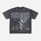 Retro Angel Graphic T-Shirt with Gothic Streetwear Style for Men