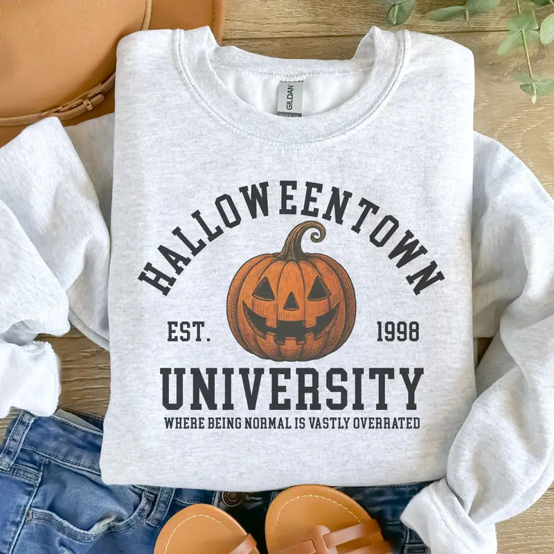 Halloween Town University Pumpkin Sweatshirt for Cozy Spooky Season Style