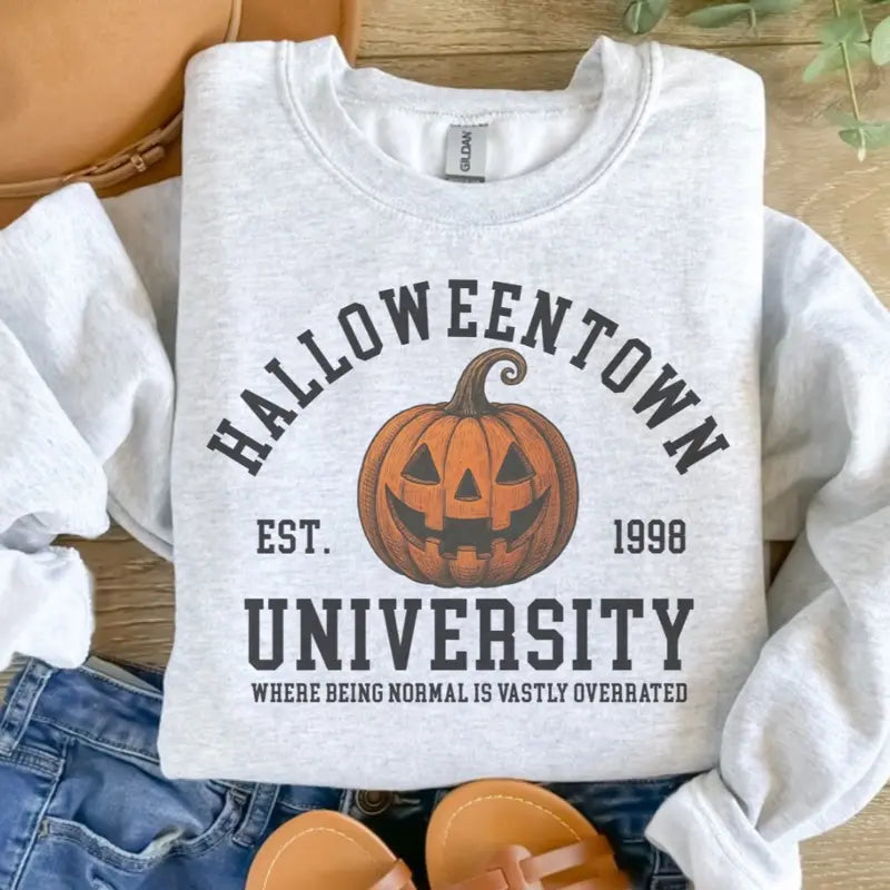 Halloween Town University Pumpkin Sweatshirt for Cozy Spooky Season Style