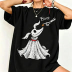 Funny Skeleton Dog Boop Graphic Tee for Halloween Humor Casual Outfits