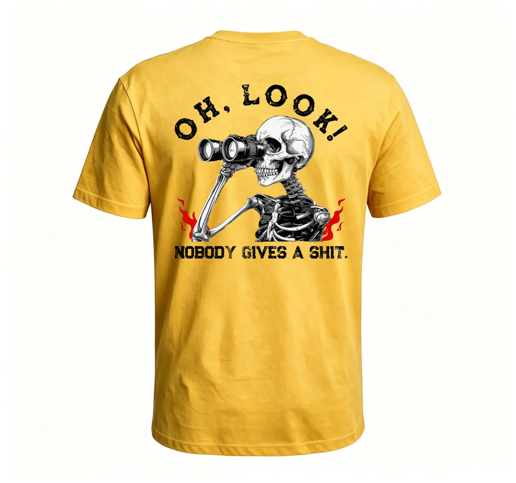 Peak Sarcasm: Monkeysober "Nobody Gives A Shit" Skeleton Tee