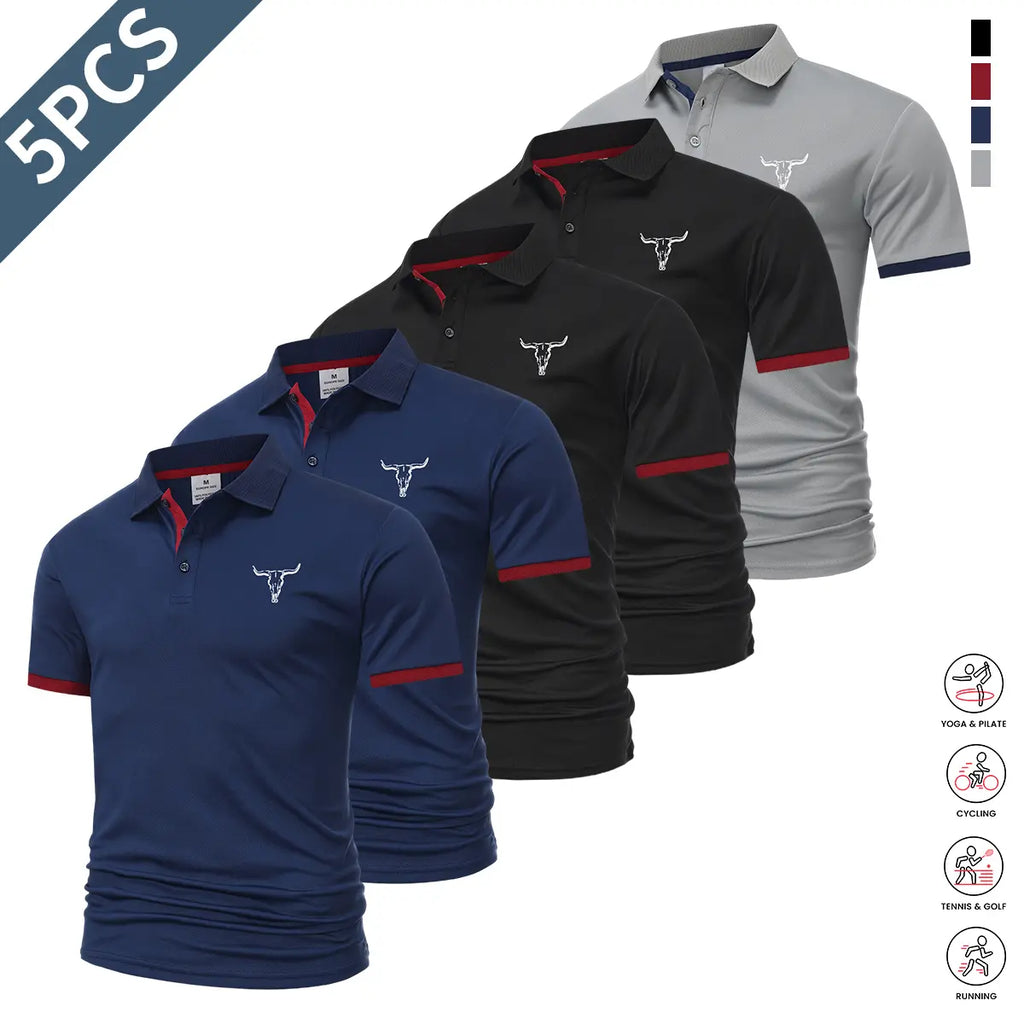 Men's Quick Dry Polo Shirt Set with Sporty Casual Style for Golf and Travel
