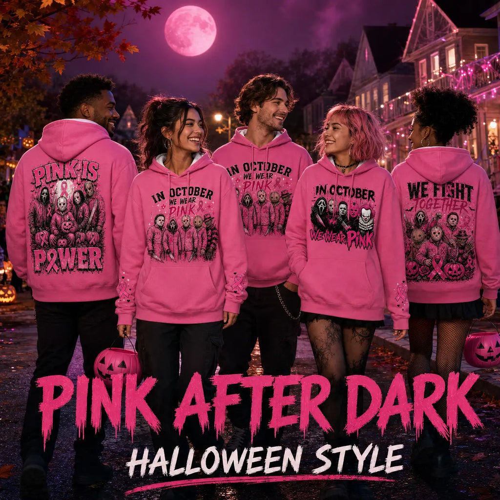 October Awareness Horror Hoodie with Ribbon Graphic for Spooky Season Support