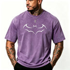 Gotham Vigilante: Minimalist Bat Outline Graphic Loose Cotton Tee
