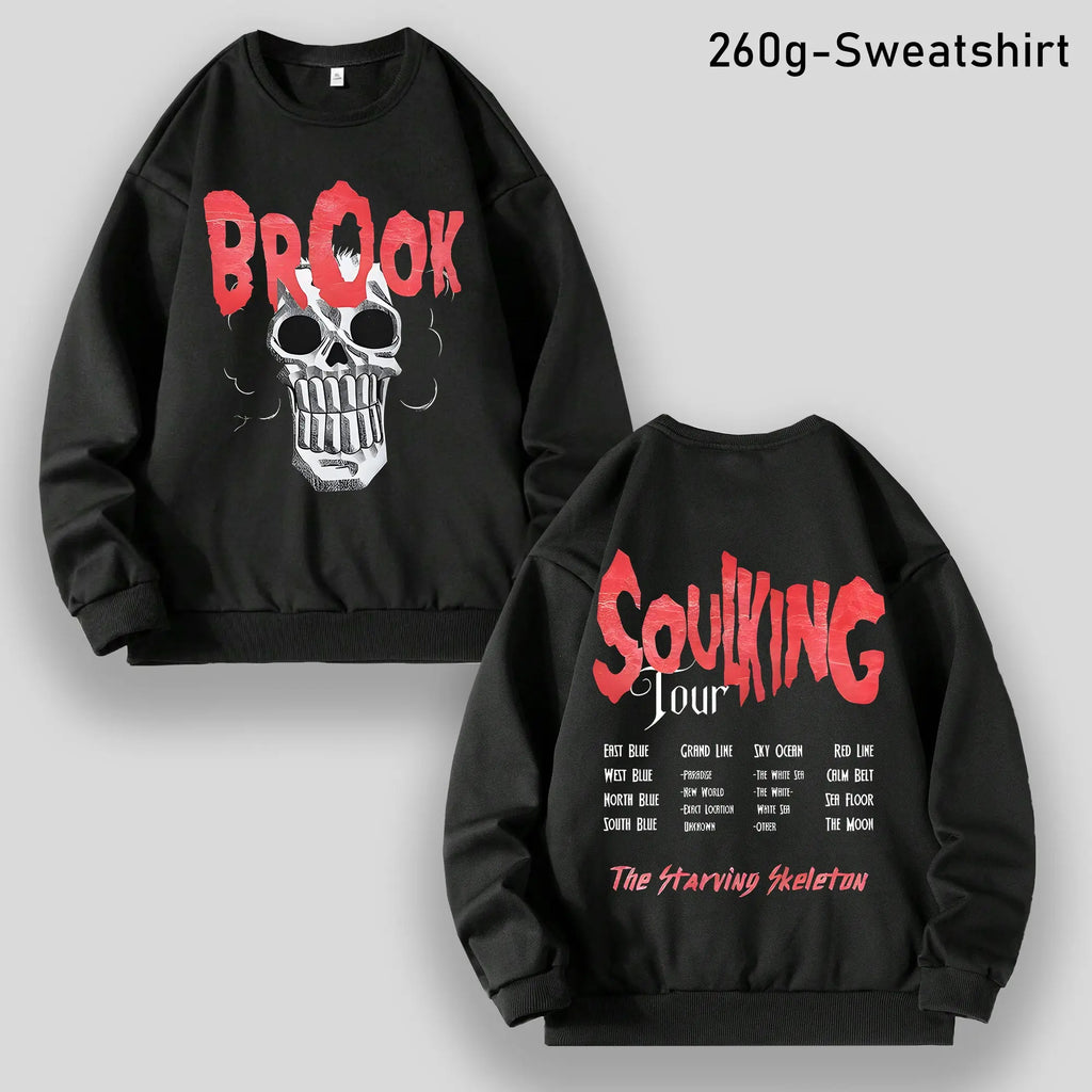 The Starving Skeleton: Brook "SoulKing Tour" Vintage Washed Anime Graphic Tee