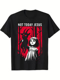 Not Today Jesus Gothic Goat Graphic T-Shirt for Dark Humor Fans