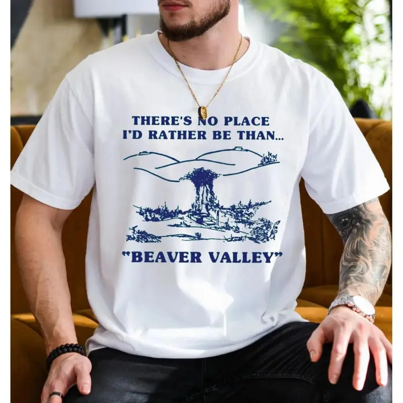 Funny Beaver Valley Graphic Tee for Outdoor Lovers Casual Novelty Humor Apparel