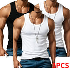 Men's Ribbed Knit Tank Top 3-Pack for Gym Training and Everyday Casual Style
