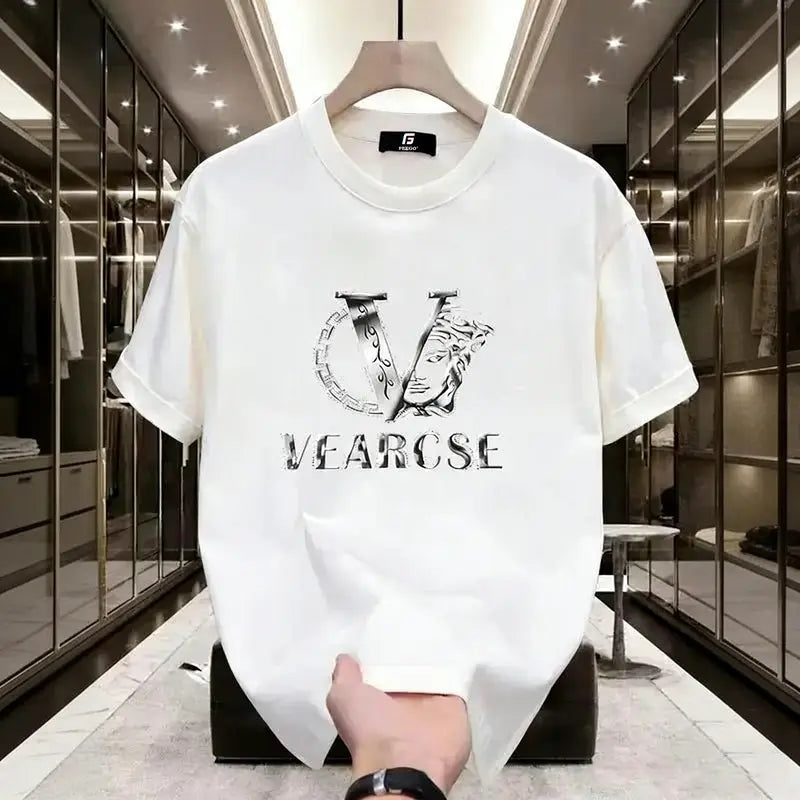 Liquid Chrome Elegance: Modern Baroque "VEARCSE" 3D Chrome Graphic Tee
