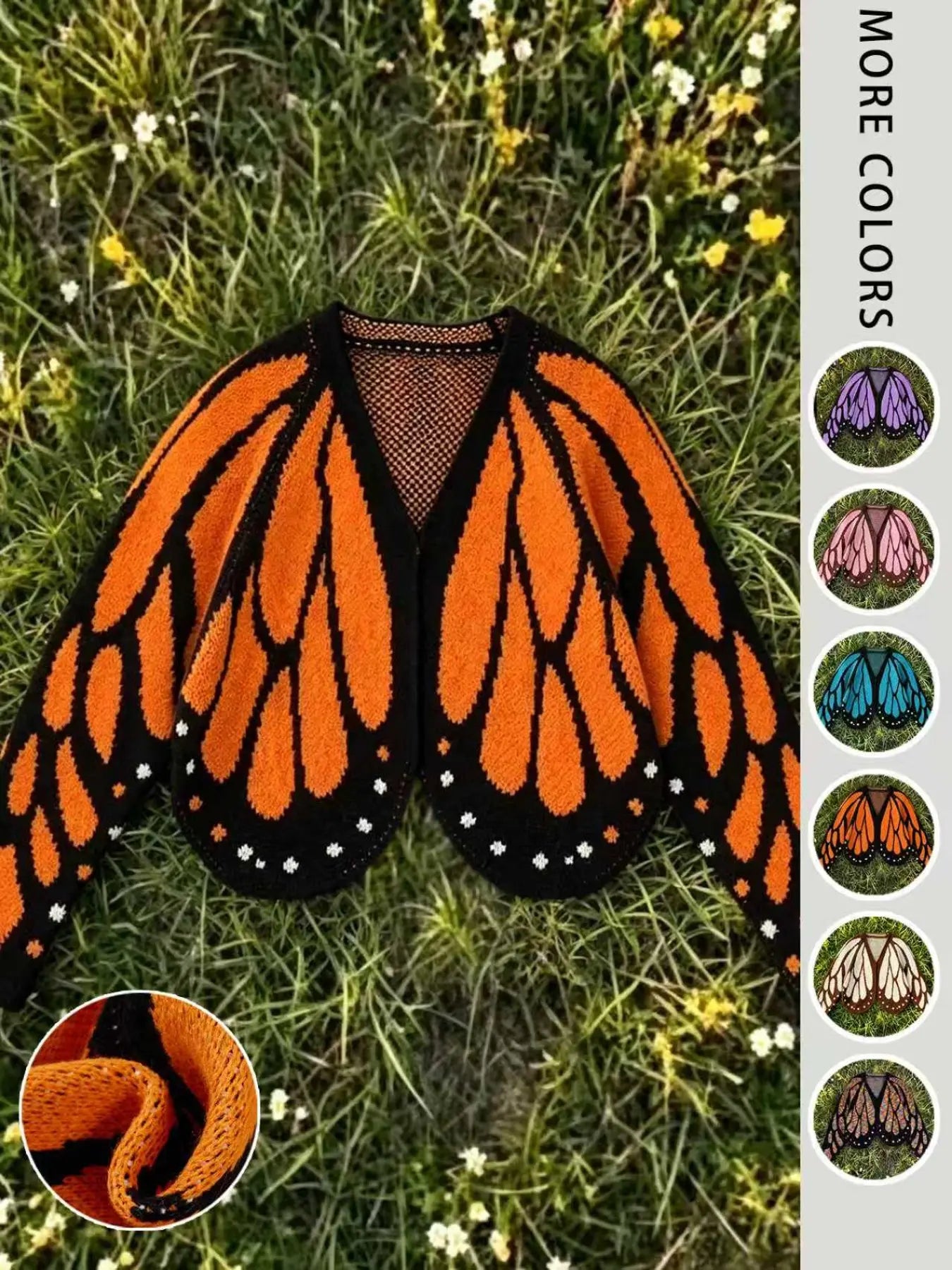 Monarch Butterfly Wings Knit Cardigan for Vacation and Festival Outfits