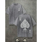 Vintage-Washed "Luck and Strength" Ace of Spades Heavyweight Cotton Tee