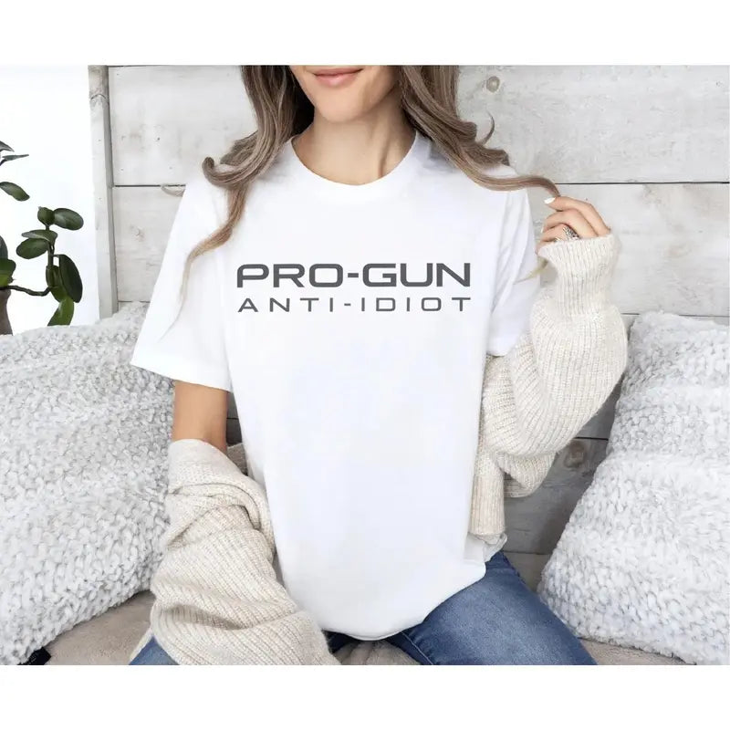 Pro Gun Anti Idiot Graphic Tee for Bold Political Streetwear Outfits
