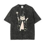 Vintage Wizard Cat Graphic T-Shirt for Magical Streetwear Lovers and Casual Everyday Style