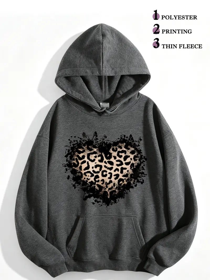 Distressed Leopard Heart Hoodie for Western Streetwear and Cozy Casual Outfits
