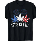 Let’s Get Lit Funny Fourth of July Graphic T-Shirt for Summer Parties