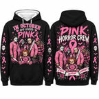 October Awareness Ribbon Horror Hoodie for Spooky Season Support and Fall Outfits