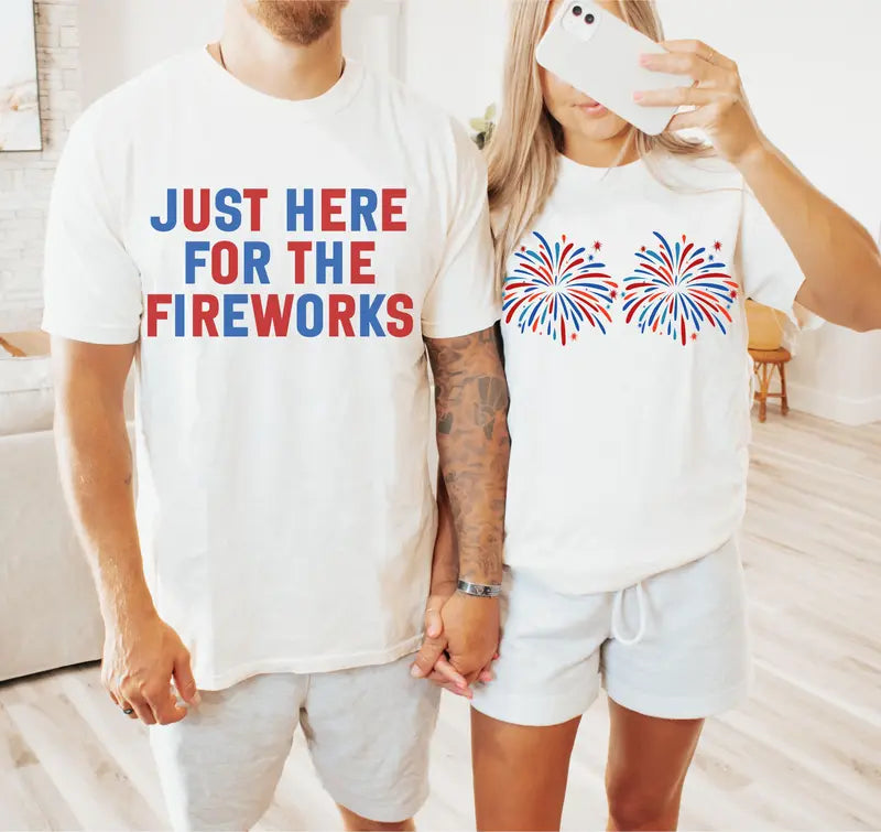 Explosive Chemistry: Matching "Fireworks" Couple's Tee Set